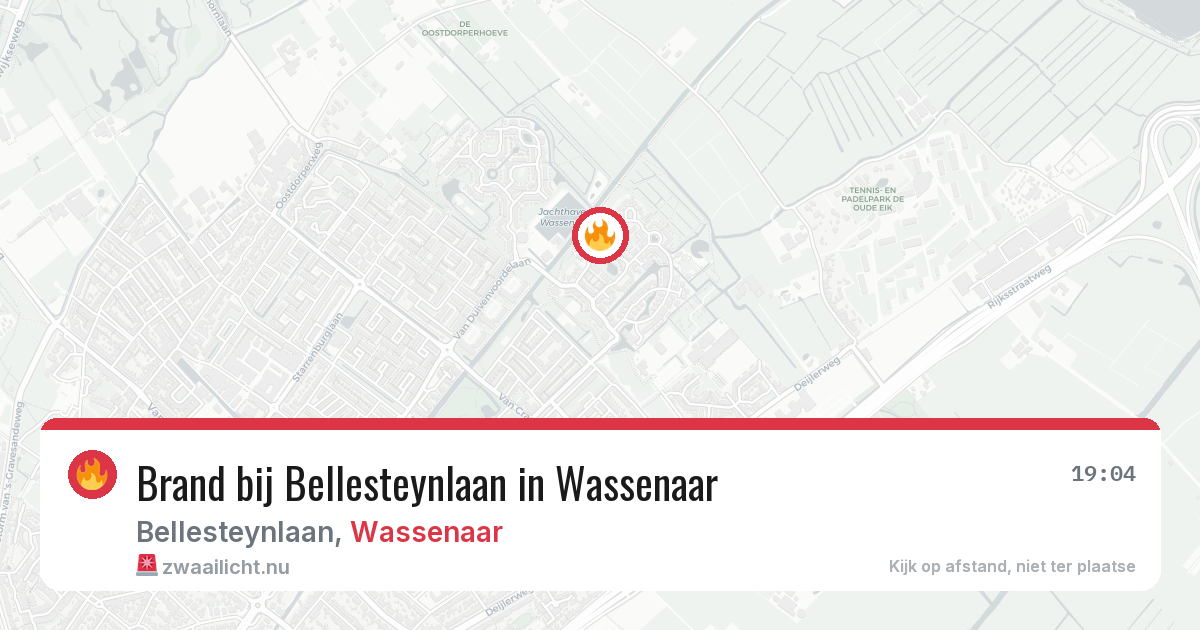 Brand bij Bellesteynlaan in Wassenaar — 31 mrt 2026