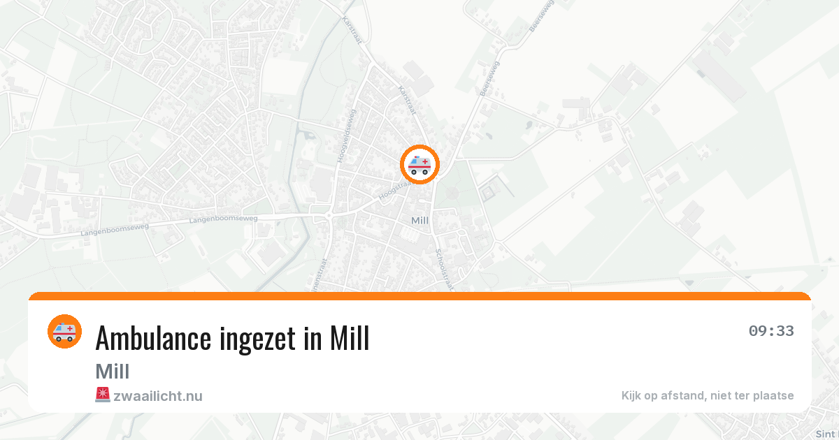 Ambulance ingezet in Mill — 10 jul 2026