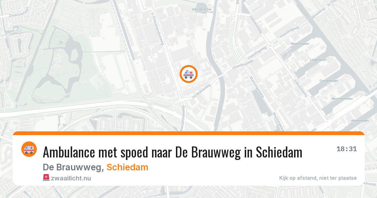 Ambulance met spoed naar De Brauwweg in Schiedam — 19 jul 2026