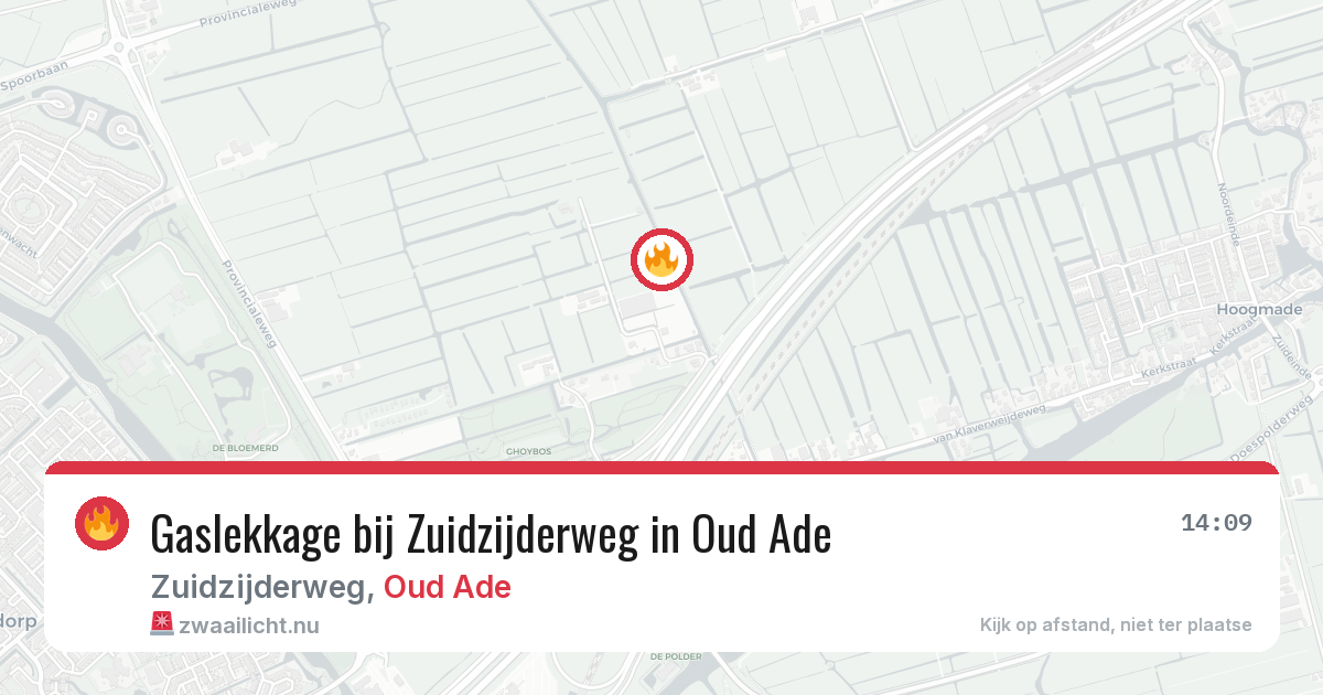Gaslekkage bij Zuidzijderweg in Oud Ade — 20 mrt 2026