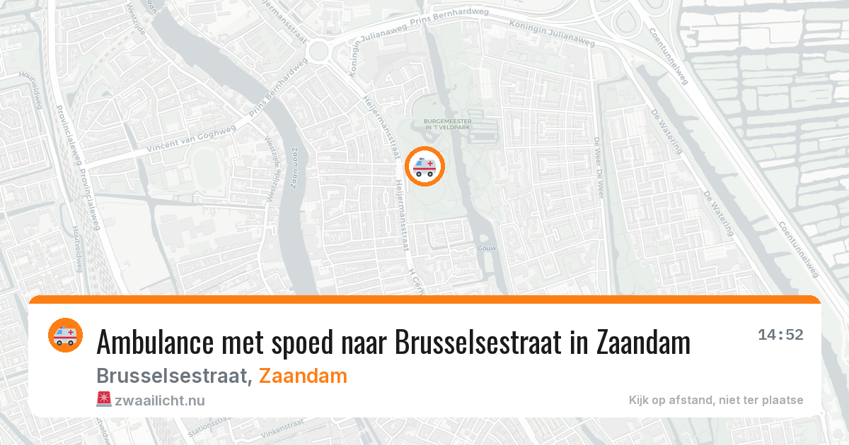 Ambulance met spoed naar Brusselsestraat in Zaandam — 16 jul 2026