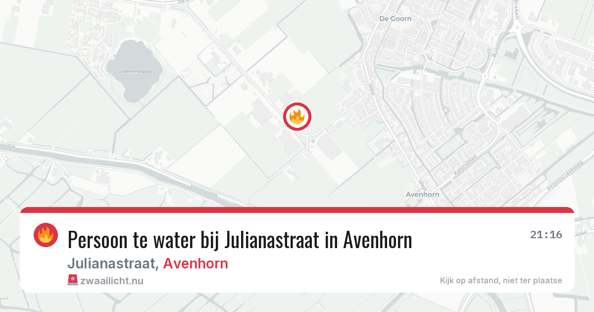 Persoon te water bij Julianastraat in Avenhorn — 25 mei 2026
