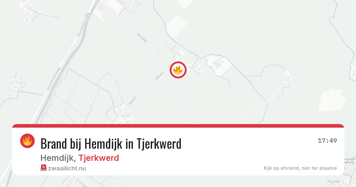 Brand bij Hemdijk in Tjerkwerd — 18 mei 2026