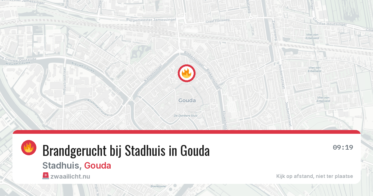 Brandgerucht bij Stadhuis in Gouda — 23 mei 2026