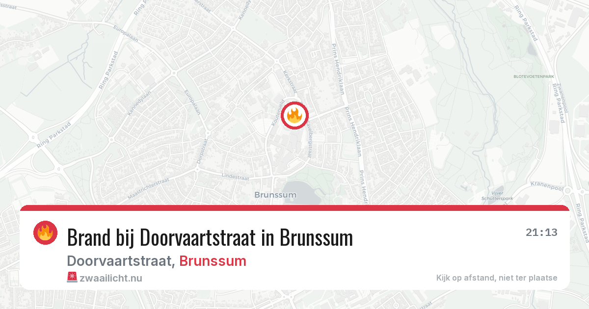 Brand bij Doorvaartstraat in Brunssum — 18 jul 2026