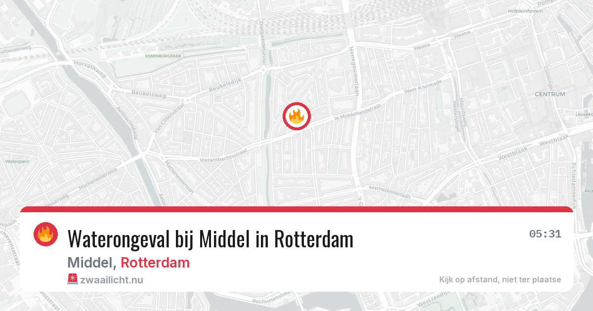 Waterongeval bij Middel in Rotterdam — 1 jun 2026