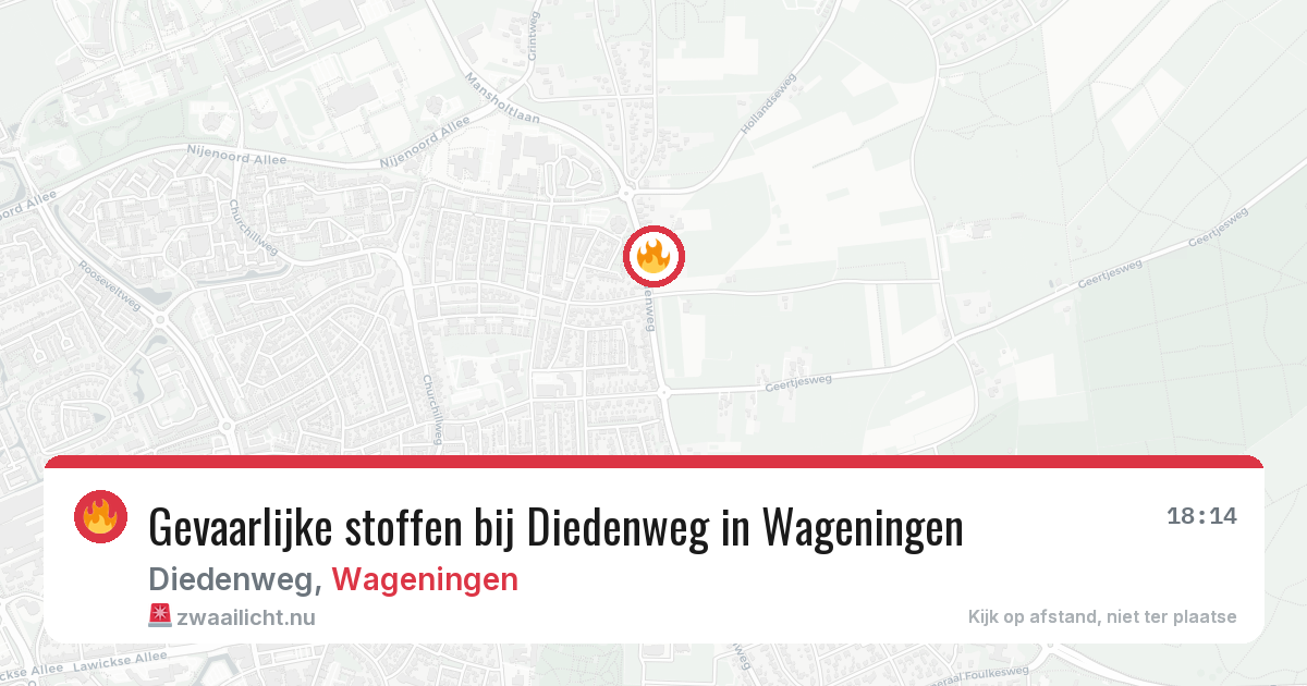 Gevaarlijke stoffen bij Diedenweg in Wageningen — 15 jul 2026