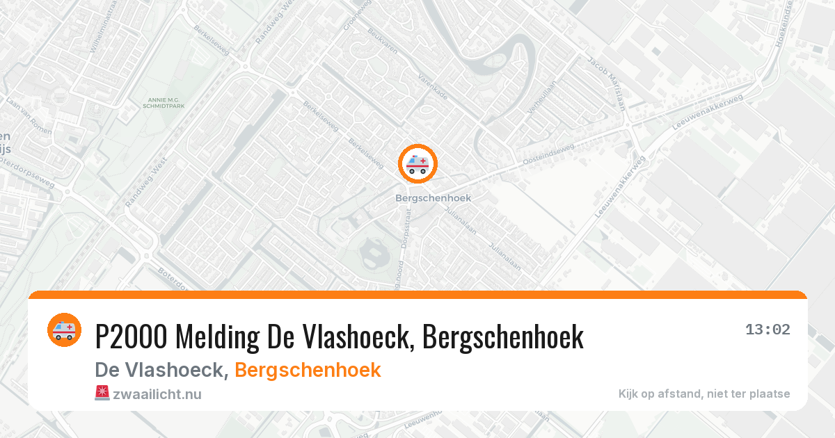 P2000 Melding De Vlashoeck, Bergschenhoek — 11 apr 2026