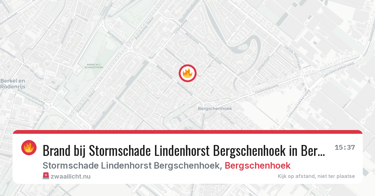 Brand bij Stormschade Lindenhorst Bergschenhoek in Bergschenhoek — 11 jul 2026