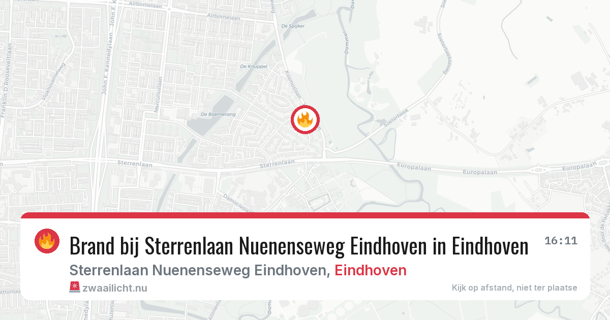 Brand bij Sterrenlaan Nuenenseweg Eindhoven in Eindhoven — 20 jul 2026