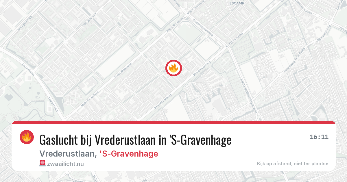 Gaslucht bij Vrederustlaan in 'S-Gravenhage — 22 mei 2026