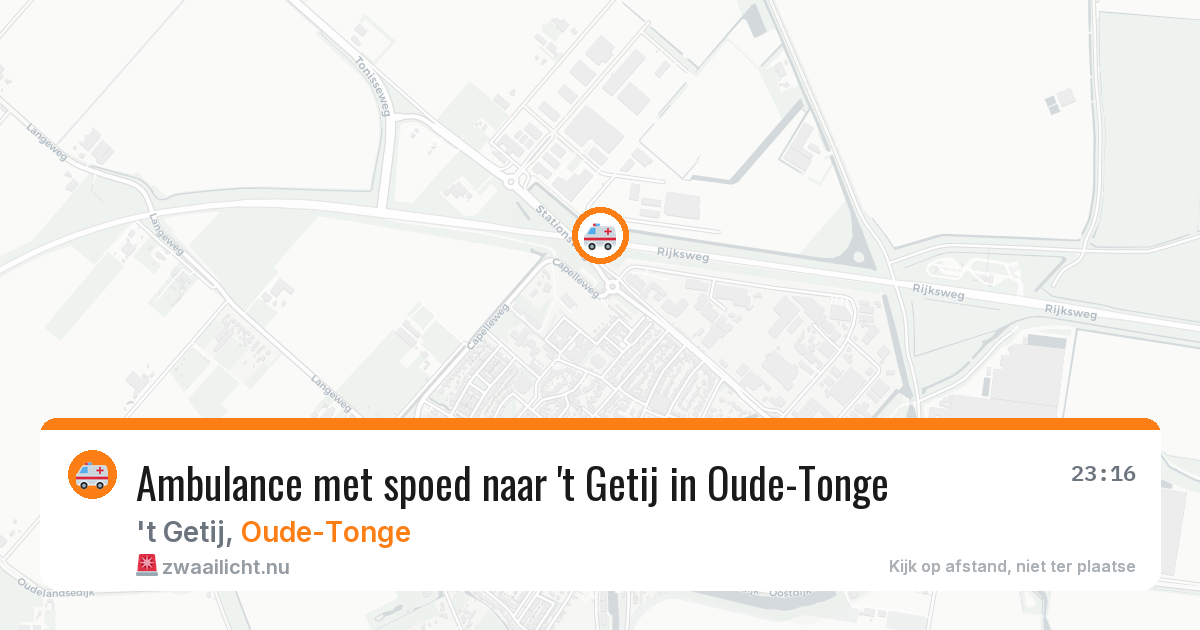 Ambulance met spoed naar 't Getij in Oude-Tonge — 23 mrt 2026
