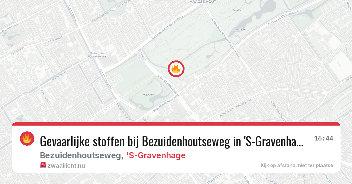 Gevaarlijke stoffen bij Bezuidenhoutseweg in 'S-Gravenhage — 1 mrt 2026