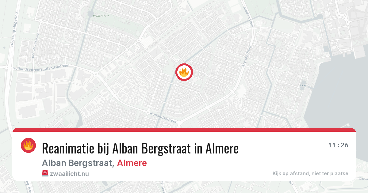 Reanimatie bij Alban Bergstraat in Almere — 16 mrt 2026