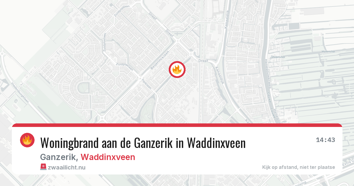 Woningbrand aan de Ganzerik in Waddinxveen — 8 mrt 2026