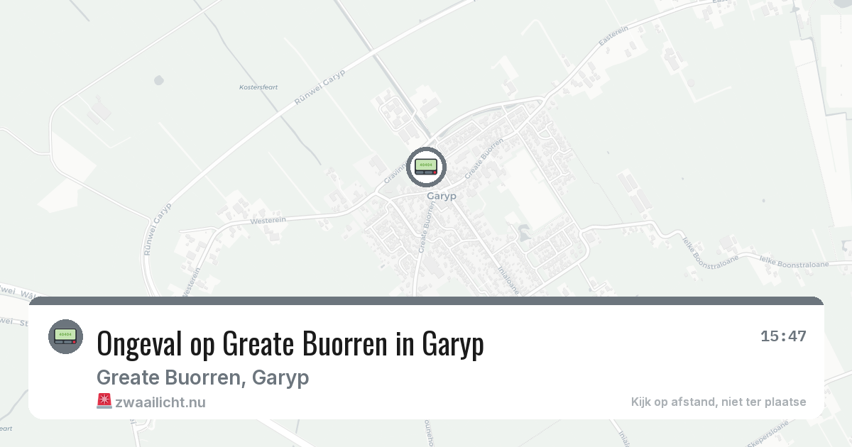 Ongeval op Greate Buorren in Garyp — 21 feb 2026