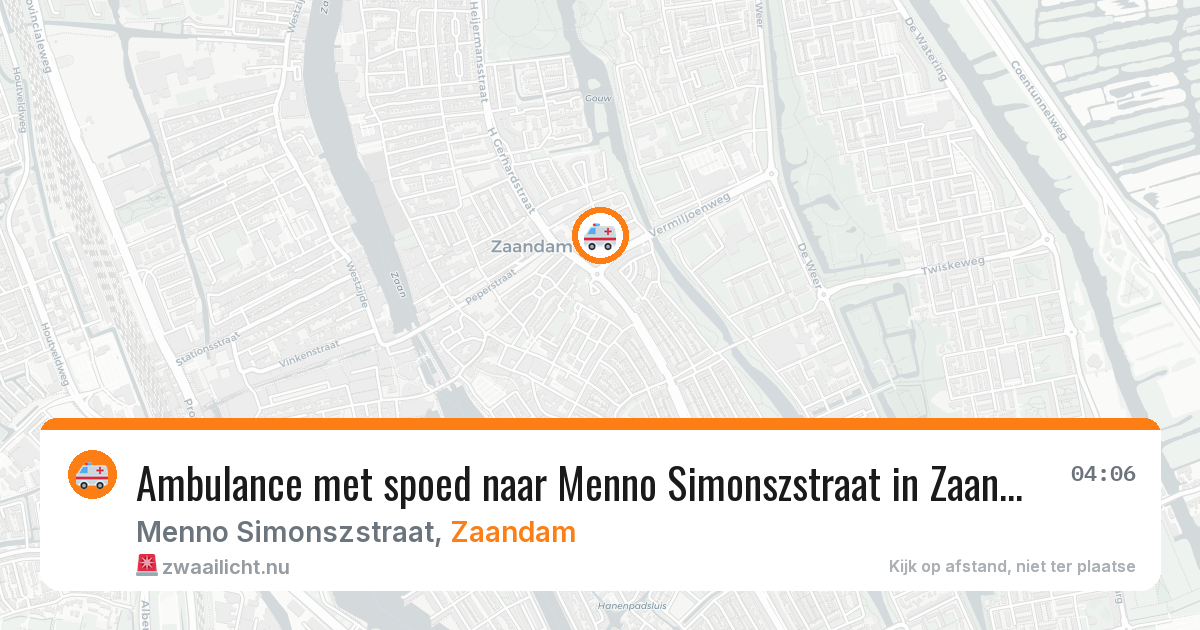 Ambulance met spoed naar Menno Simonszstraat in Zaandam — 16 jul 2026