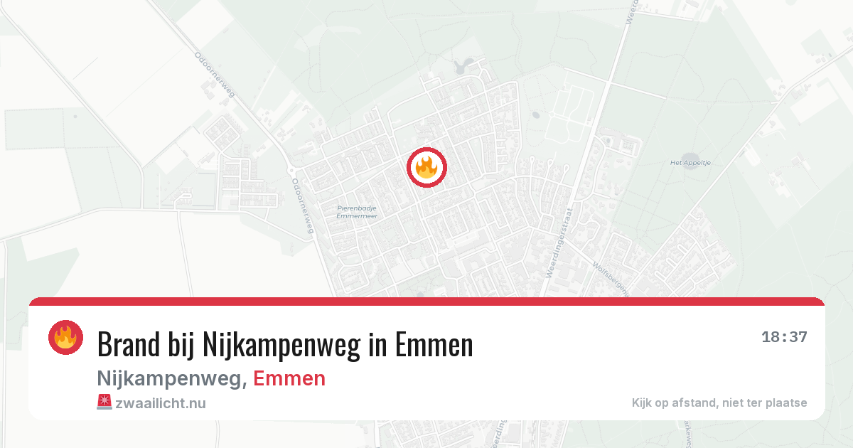 Brand bij Nijkampenweg in Emmen — 18 jul 2026
