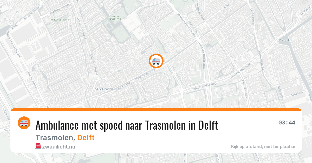 Ambulance met spoed naar Trasmolen in Delft — 22 mrt 2026