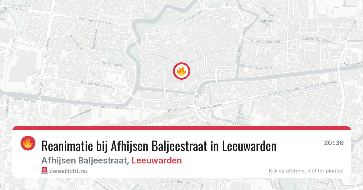 Reanimatie bij Afhijsen Baljeestraat in Leeuwarden — 27 mrt 2026