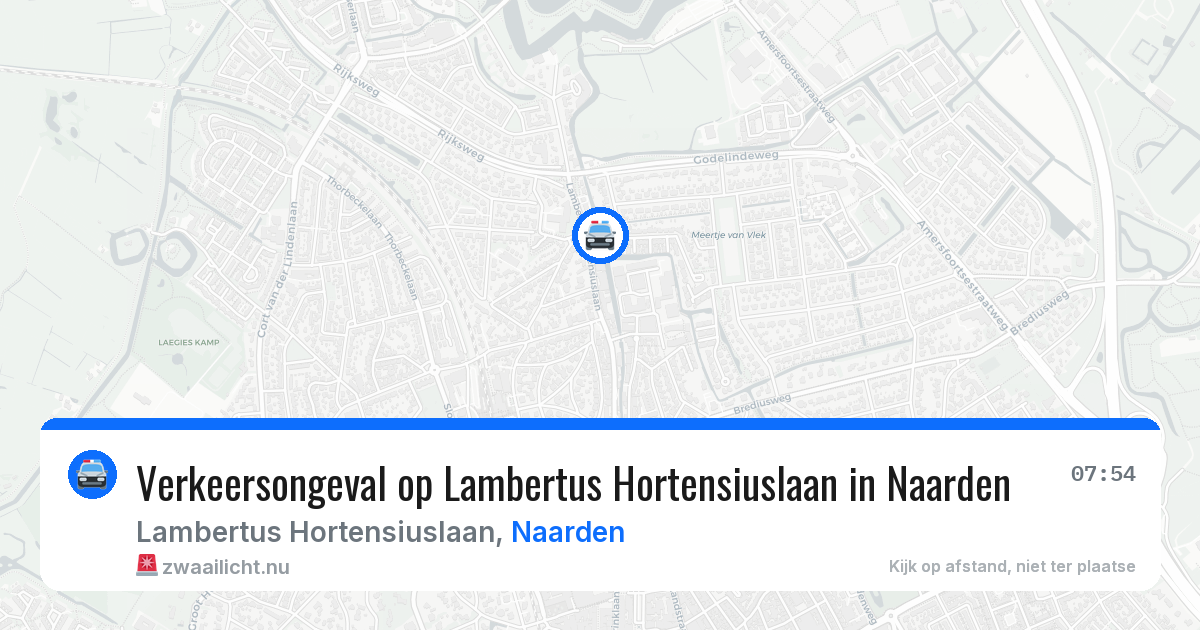 Verkeersongeval op Lambertus Hortensiuslaan in Naarden — 13 jul 2026