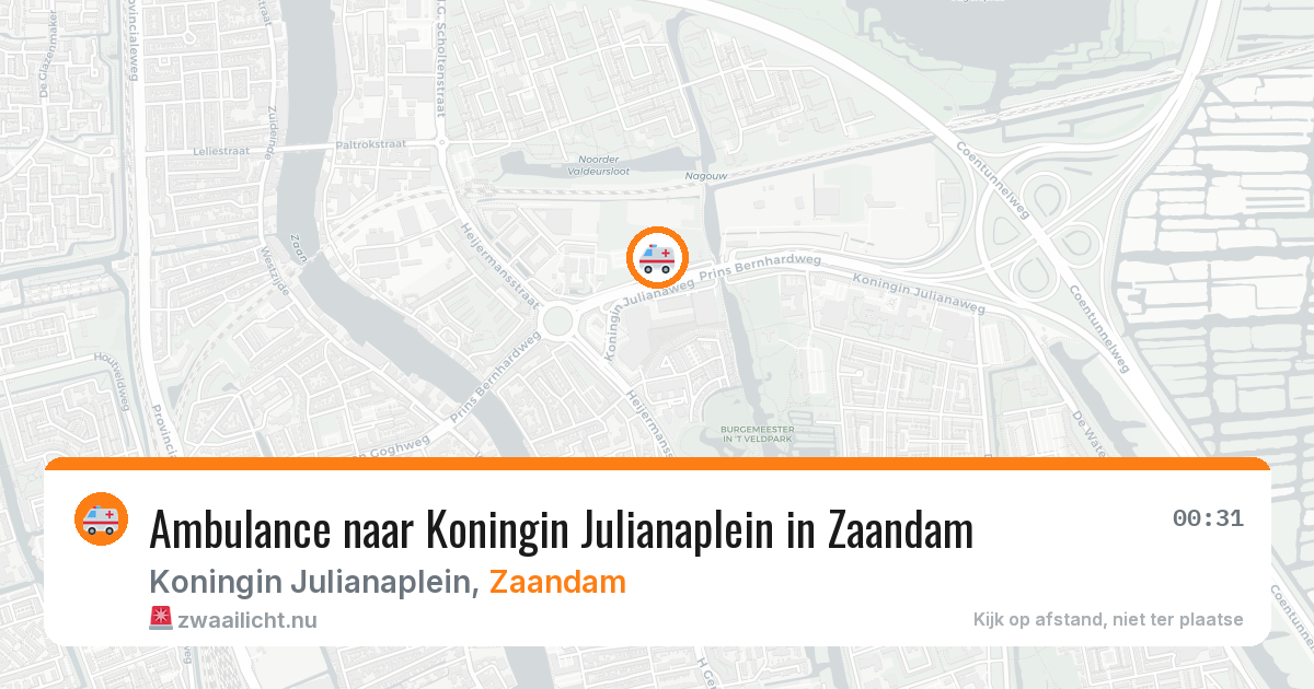 Ambulance naar Koningin Julianaplein in Zaandam — 16 mrt 2026