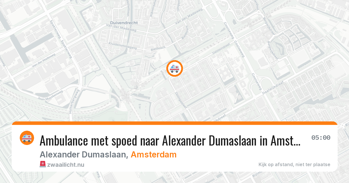 Ambulance met spoed naar Alexander Dumaslaan in Amsterdam — 5 jun 2026