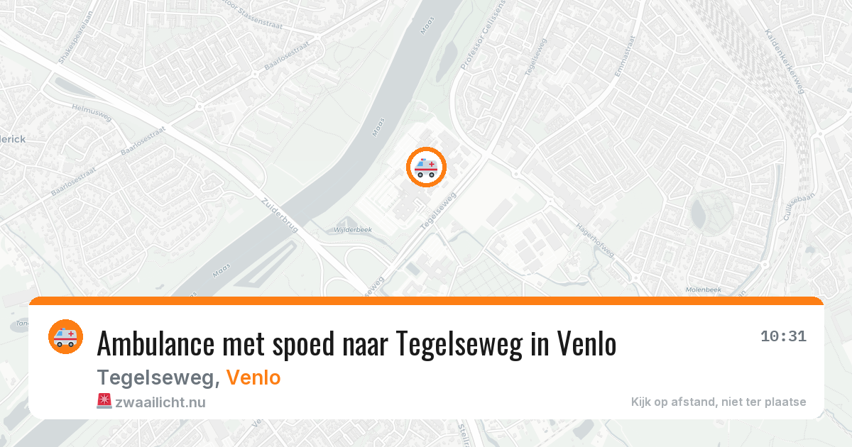 Ambulance met spoed naar Tegelseweg in Venlo — 18 jul 2026