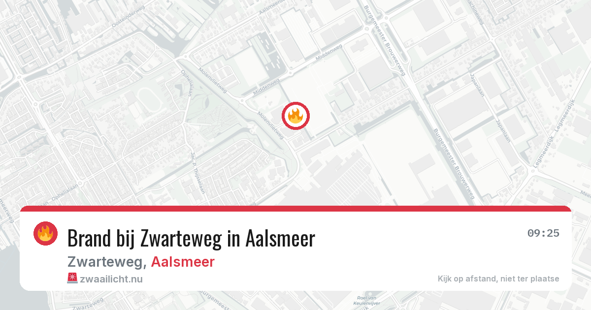 Brand bij Zwarteweg in Aalsmeer — 4 mei 2026