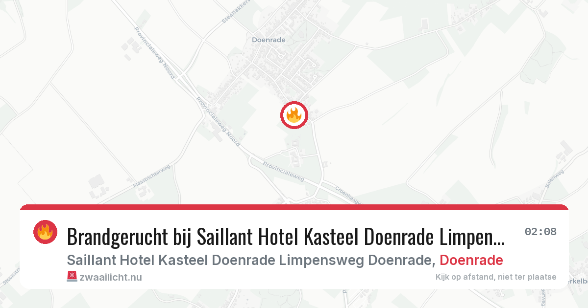 Brandgerucht bij Saillant Hotel Kasteel Doenrade Limpensweg Doenrade in Doenrade — 15 jul 2026