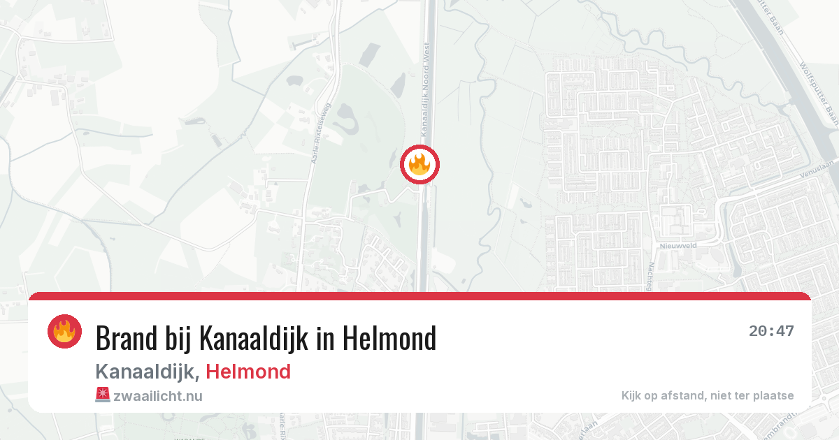 Brand bij Kanaaldijk in Helmond — 10 jul 2026
