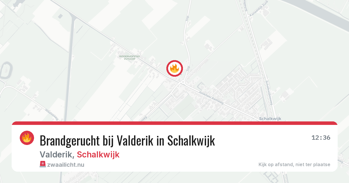 Brandgerucht bij Valderik in Schalkwijk — 19 jul 2026