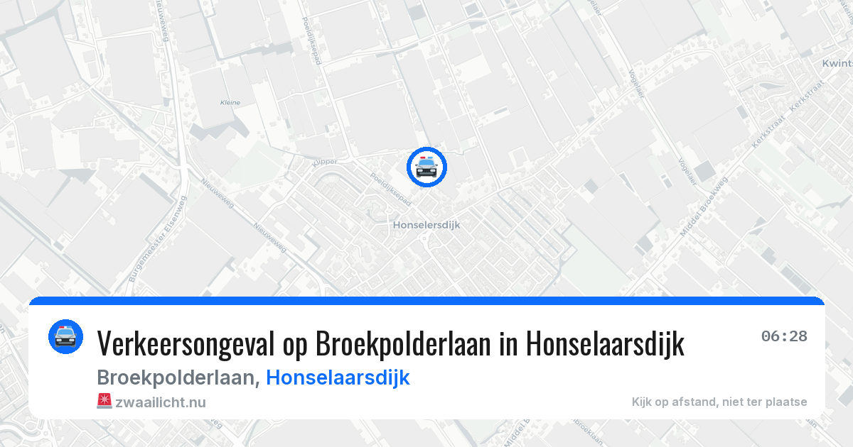 Verkeersongeval op Broekpolderlaan in Honselaarsdijk — 11 jul 2026