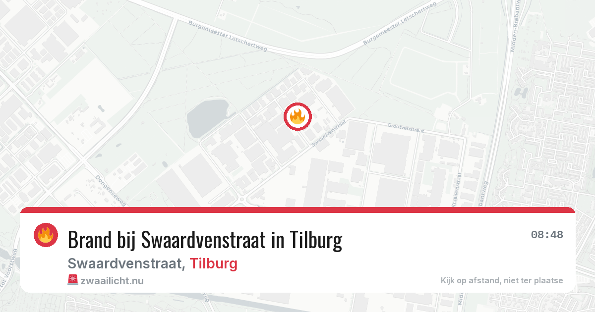 Brand bij Swaardvenstraat in Tilburg — 23 mrt 2026