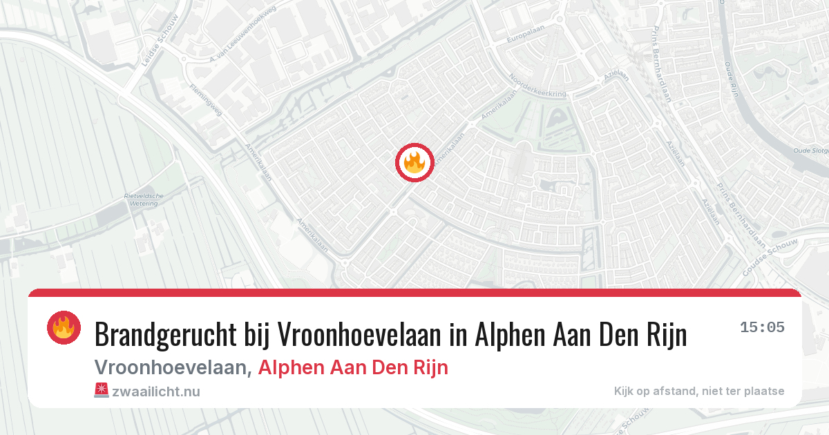Brandgerucht bij Vroonhoevelaan in Alphen Aan Den Rijn — 1 jun 2026