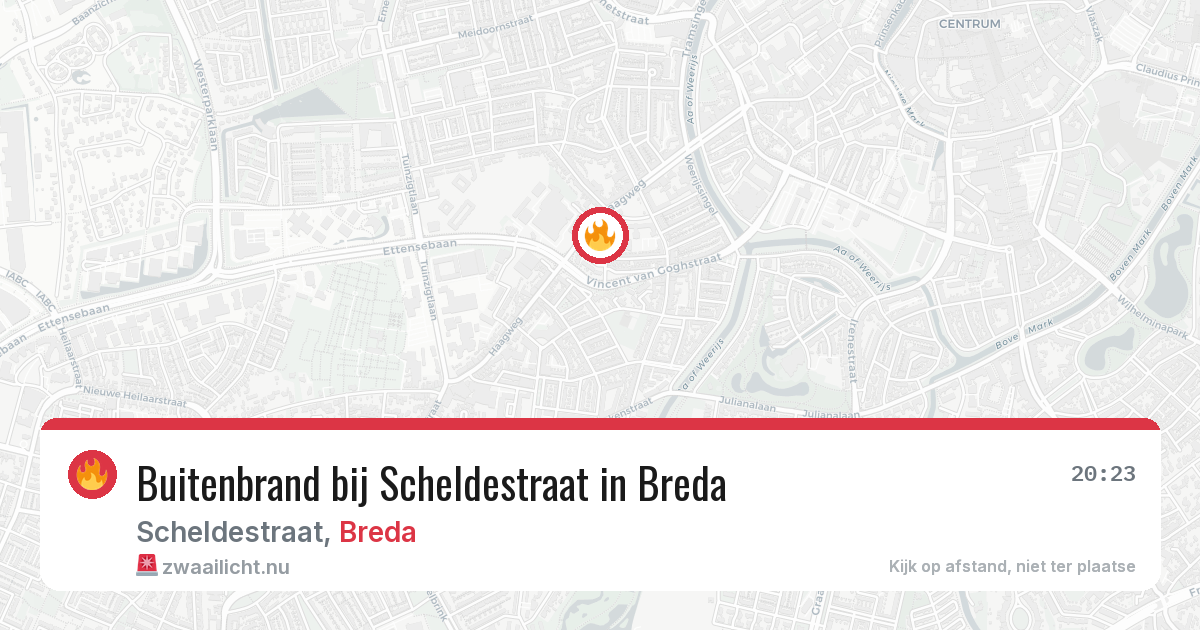 Buitenbrand bij Scheldestraat in Breda — 10 mrt 2026