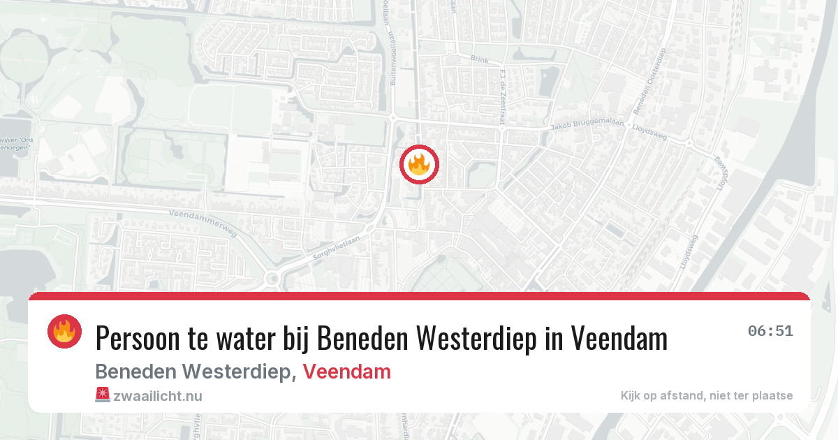 Persoon te water bij Beneden Westerdiep in Veendam — 1 jun 2026