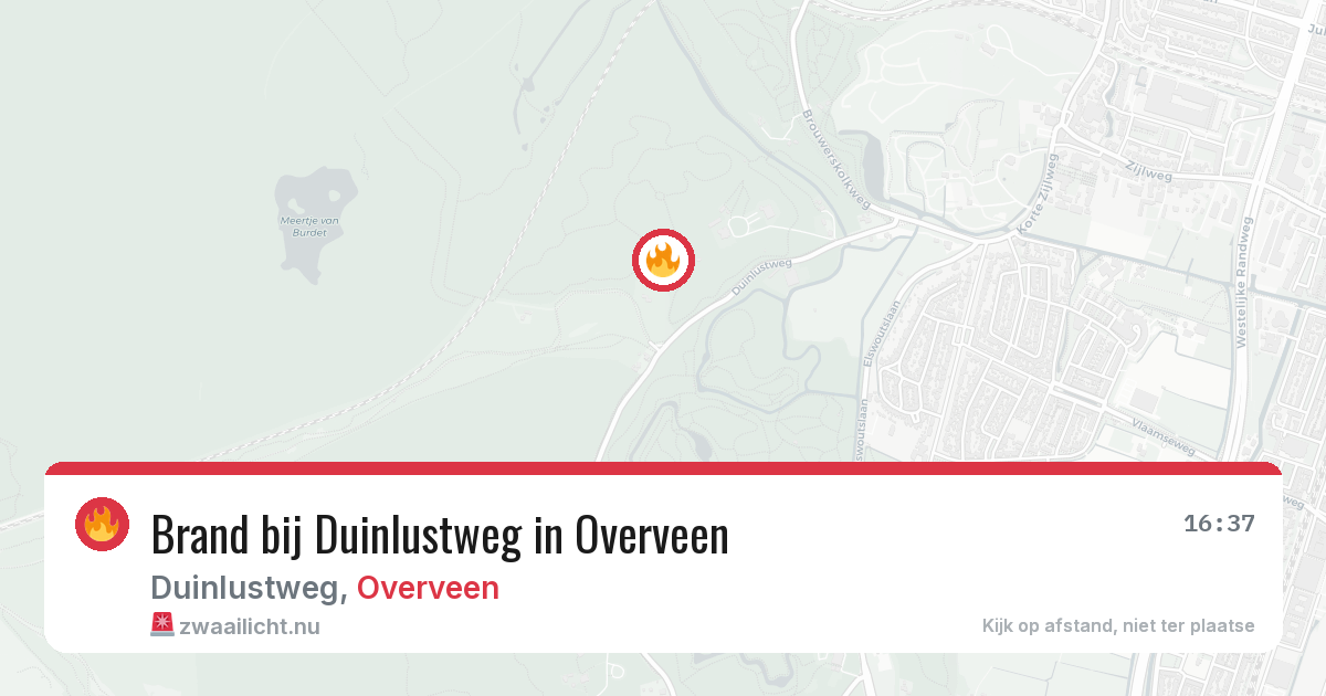 Brand bij Duinlustweg in Overveen — 17 jul 2026