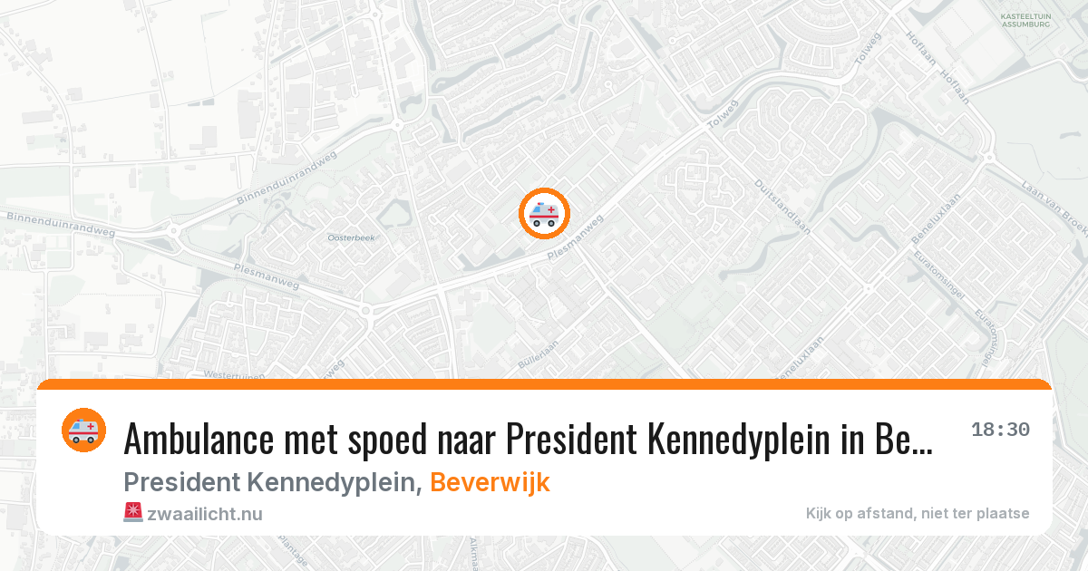 Ambulance met spoed naar President Kennedyplein in Beverwijk — 26 mrt 2026
