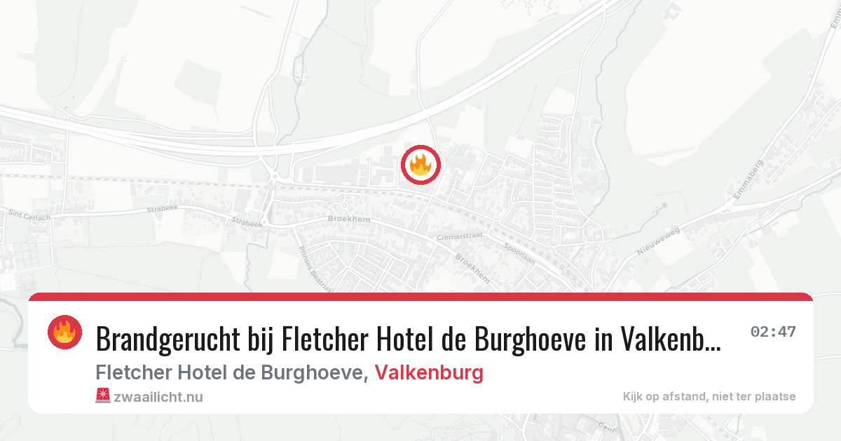 Brandgerucht bij Fletcher Hotel de Burghoeve in Valkenburg — 9 jul 2026