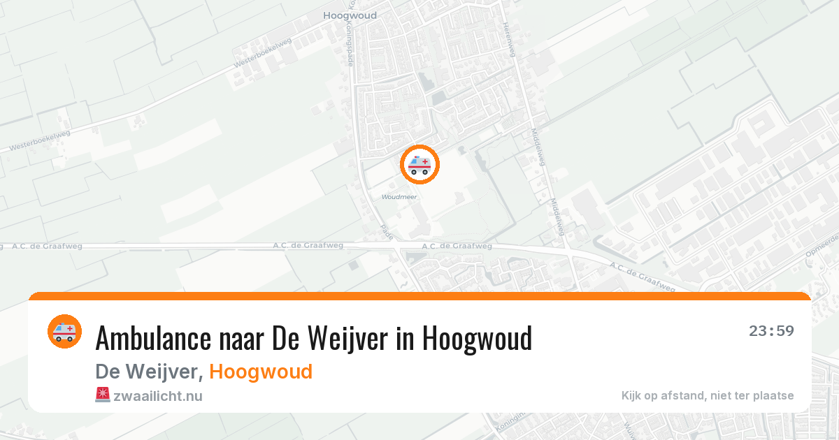 Ambulance naar De Weijver in Hoogwoud — 17 jul 2026