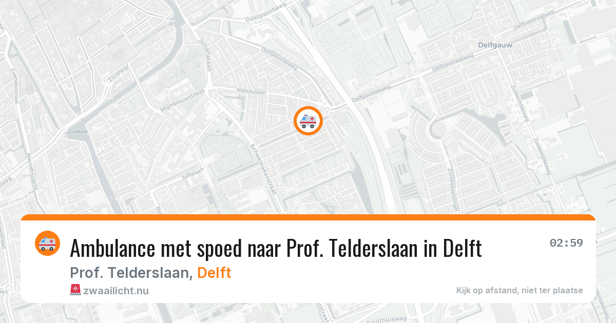 Ambulance met spoed naar Prof. Telderslaan in Delft — 22 mrt 2026