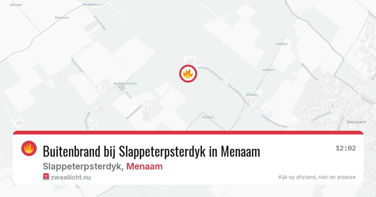 Buitenbrand bij Slappeterpsterdyk in Menaam — 21 mei 2026