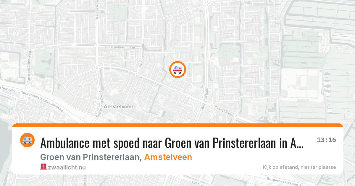 Ambulance met spoed naar Groen van Prinstererlaan in Amstelveen — 25 jul 2026
