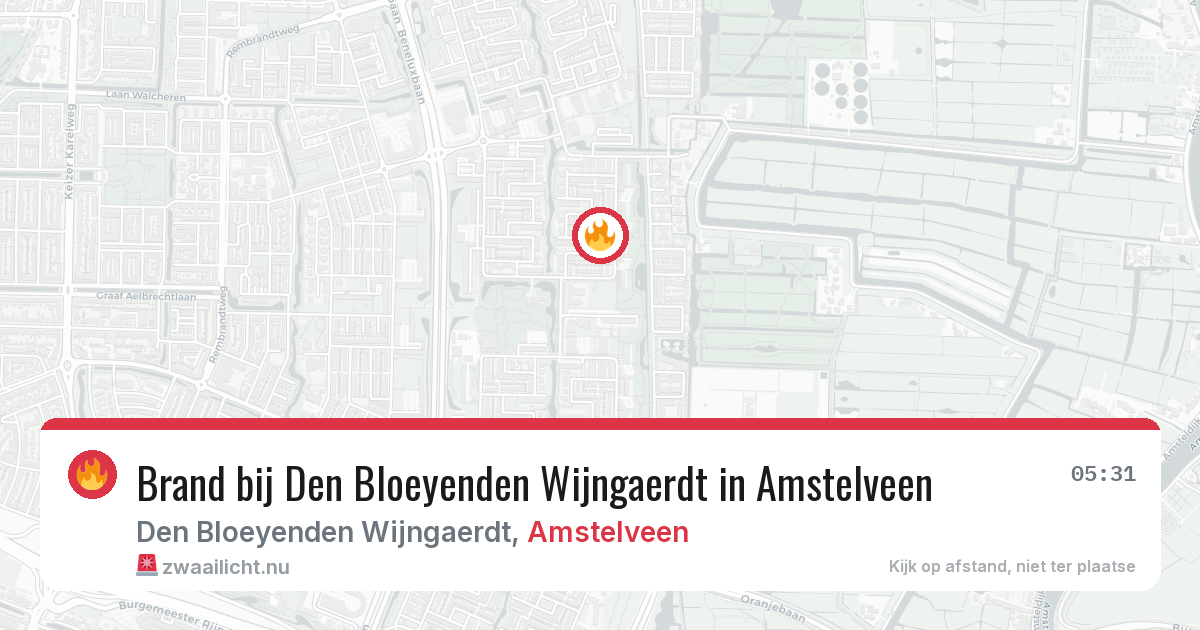 Brand bij Den Bloeyenden Wijngaerdt in Amstelveen — 17 mrt 2026
