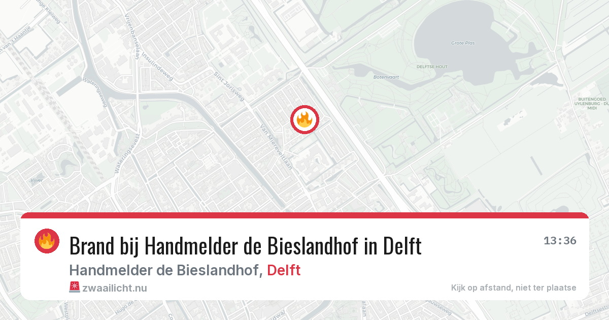Brand bij Handmelder de Bieslandhof in Delft — 12 jul 2026