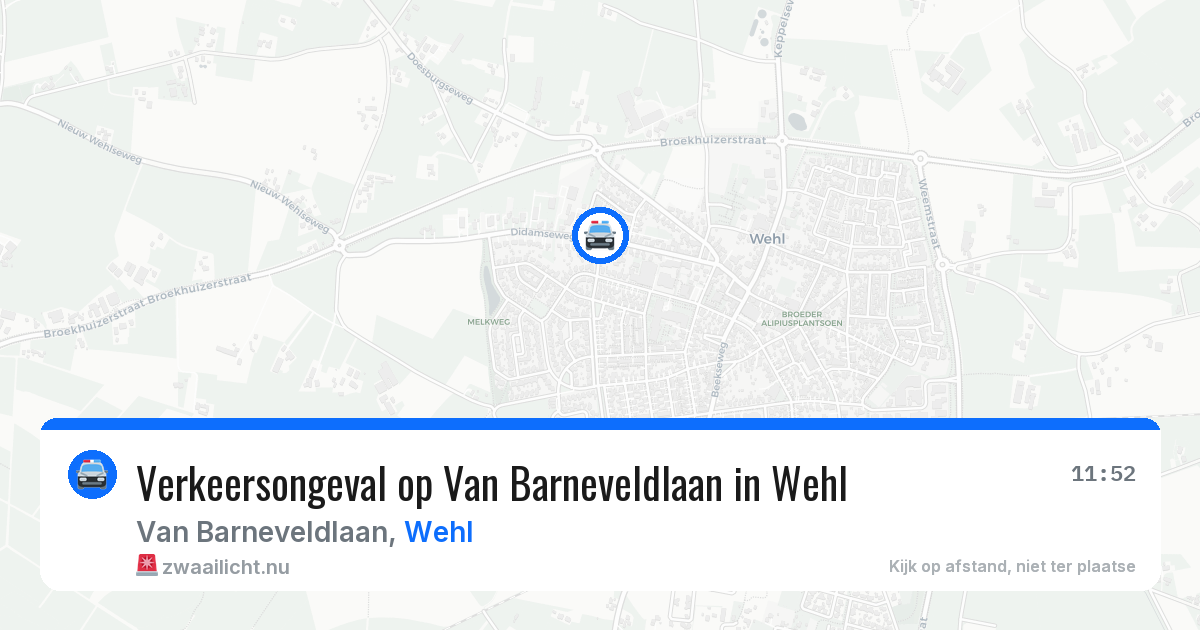 Verkeersongeval op Van Barneveldlaan in Wehl — 15 jul 2026