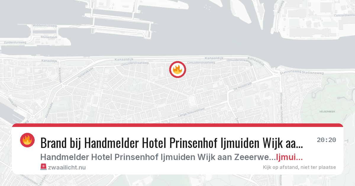 Brand bij Handmelder Hotel Prinsenhof Ijmuiden Wijk aan Zeeerweg in Ijmuiden — 16 mrt 2026