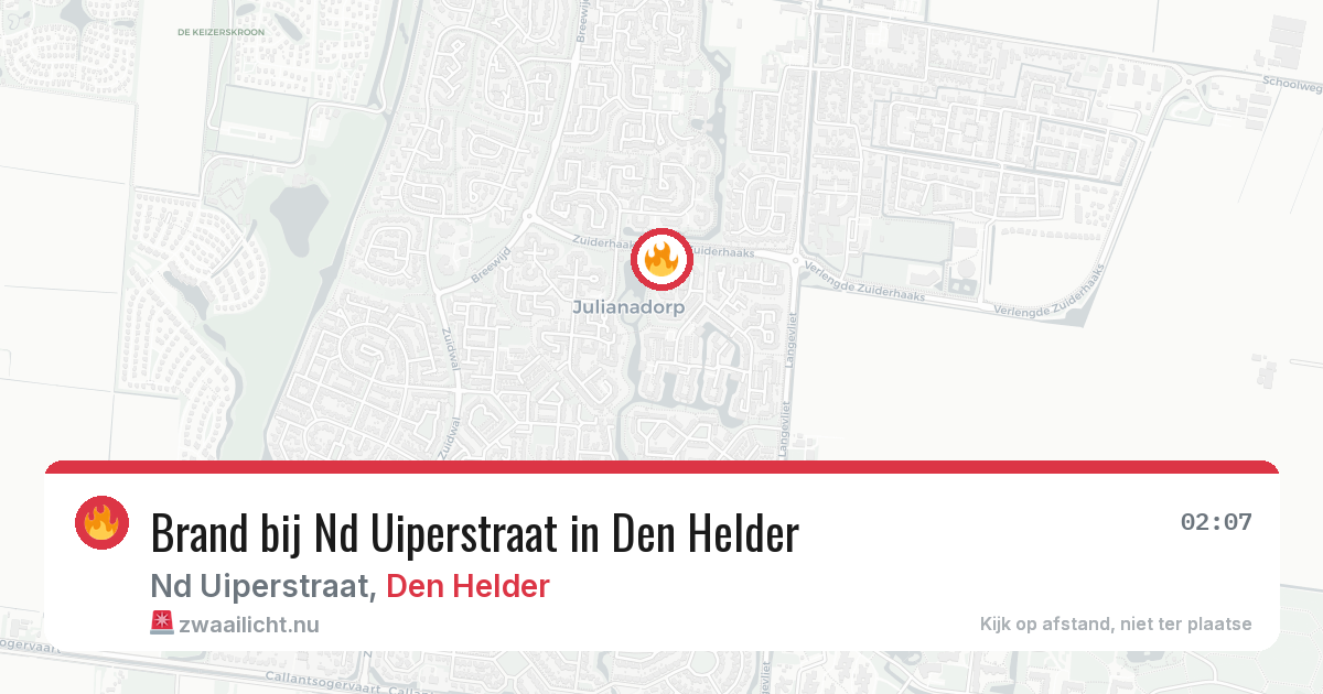 Brand bij Nd Uiperstraat in Den Helder — 8 jul 2026