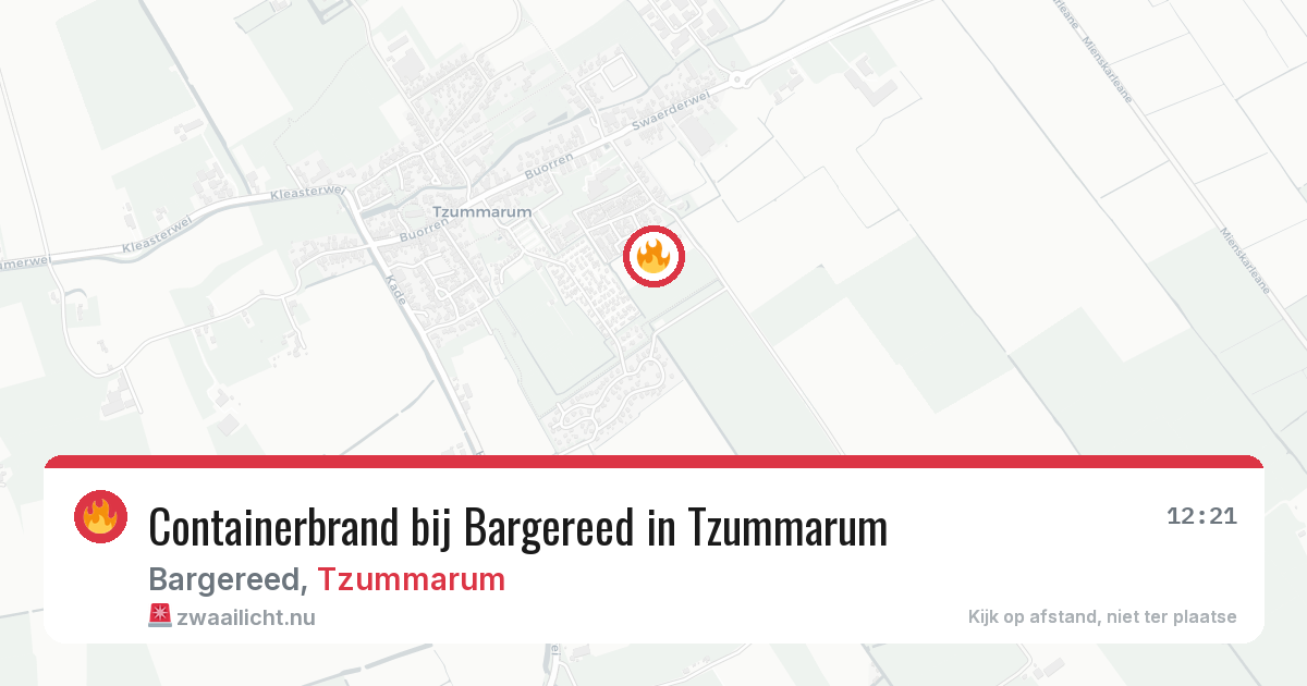 Containerbrand bij Bargereed in Tzummarum — 26 mei 2026